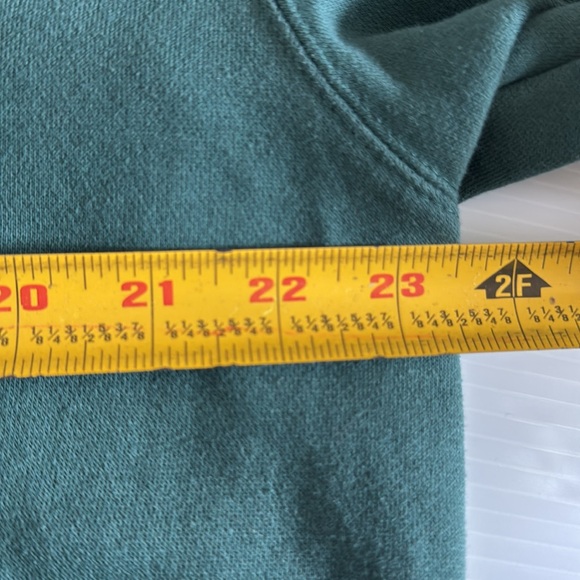 Life is Good green campfire, dog, guitar mountain scene hoodie. Men’s large - Picture 6 of 11